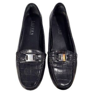 LAUREN RALPH LAUREN LRL Croc Loafers Driving‎ Moccasins black ladies size 7.5